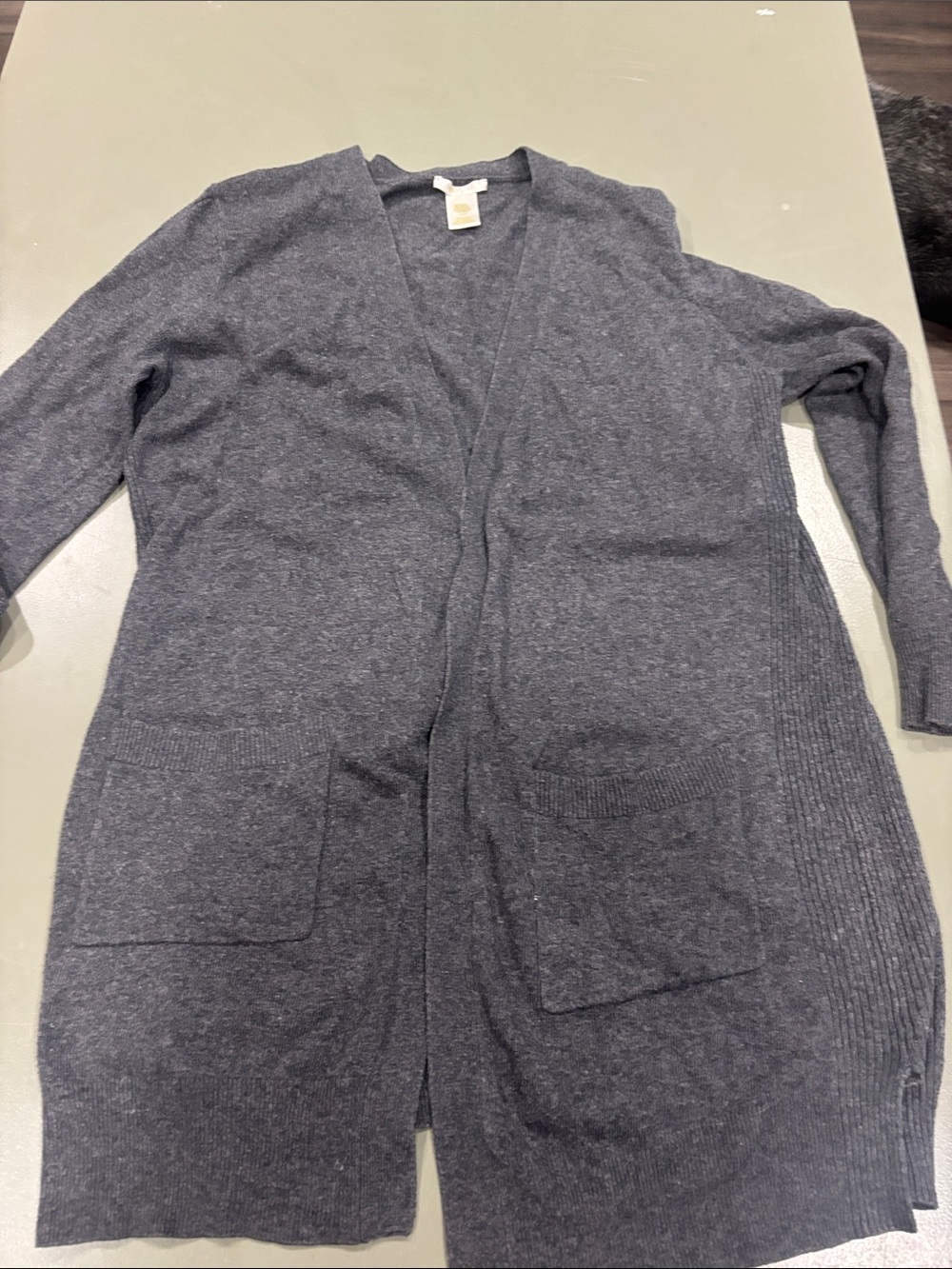 Matty M Charcoal Gray Open-Front Long Cardigan